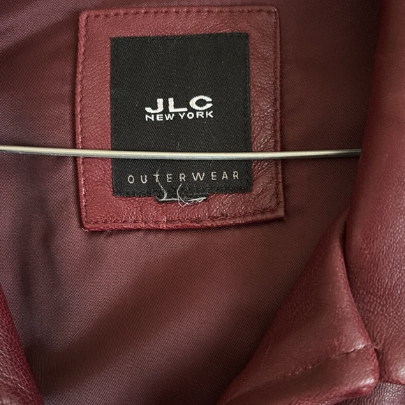 Dark red leather coat-like new - Picture 2 of 6